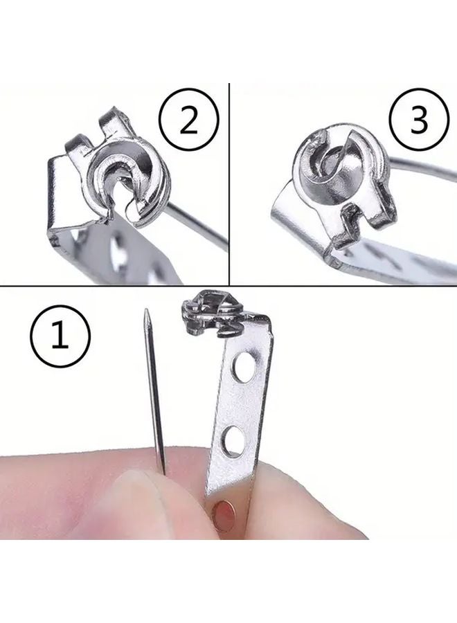 Stainless Steel Brooch Pin Backs 20pcs Steel 20mm Secure Locking Clasp - Image 2